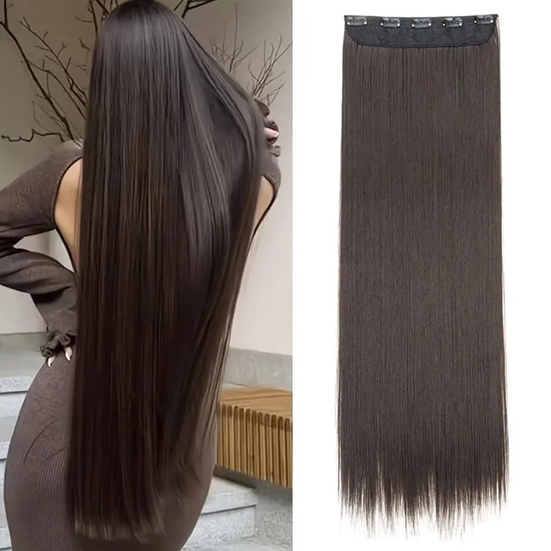 32Inch/40Inch Synthetic Long Straight Hair Extension Clip in Heat Resistant Natural Invisible Hair Accessory for Women
