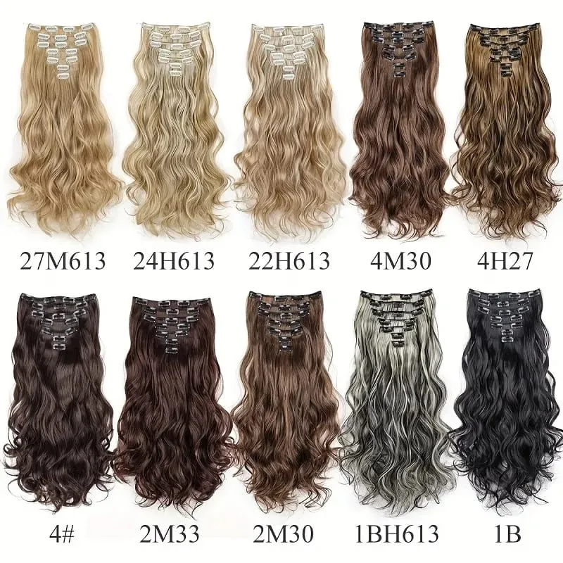 24Inch Synthetic Long Wavy Curly Hair Extension 7pcs/set Soft Invisible Cilp Thick Fluffy Hairpiece for Women Daily Use — image 3