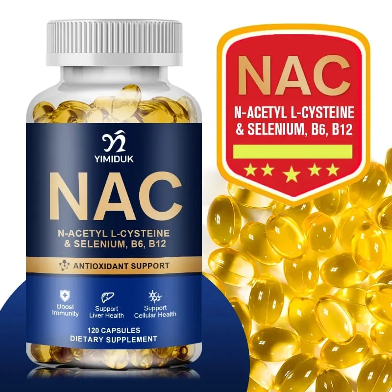Pure NAC Capsules with Vitamin B12 Support Skin Hydration Antioxidant Immune Cellular Health Detoxification Men & Women