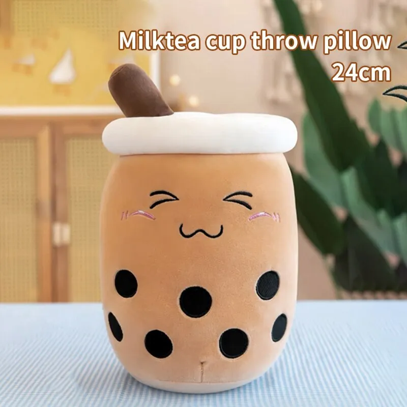 Roztomilý plněný Boba Plyšový Bubble Tea Skutečný Bubo Food Hrnek na mléko Plyšový polštář Měkký Kawaii Plyšové hračky Dárky pro děti Dospělý 24CM~ — image 2
