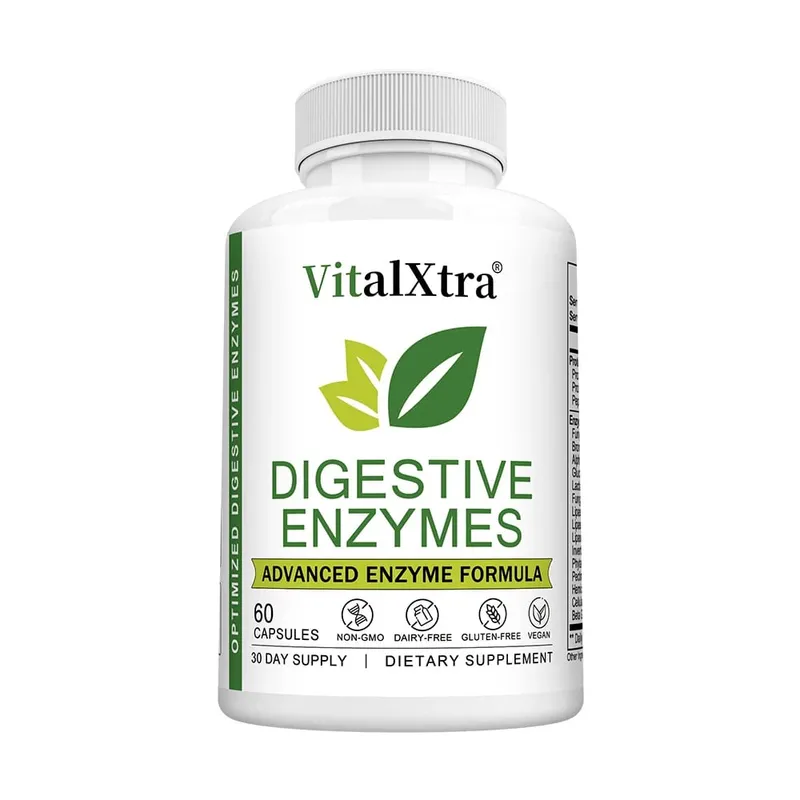 Digestive Enzymes Capsules - Most Essential Digestive Enzymes (Amylase Lipase Bromelain Lactase Cellulase Invertase)