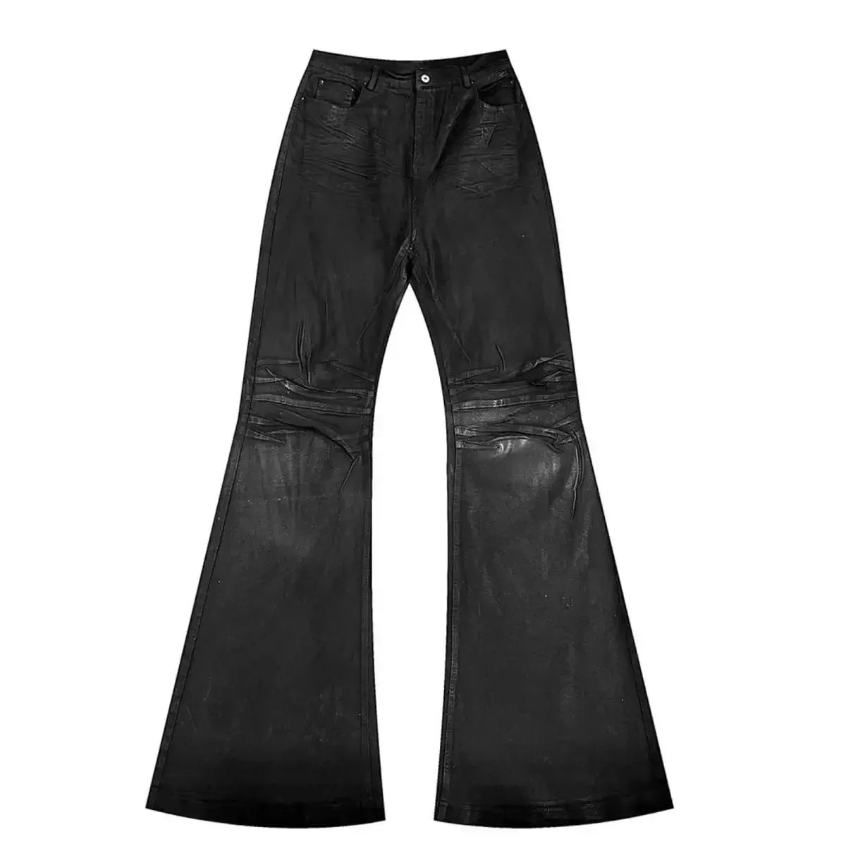 Beschichtete Micro-Flare-Jeans, amerikanische Retro-Schwerindustrie, High-Street-Herren- und Damen-schwarze Gothic-Retro-Casual-Loose-Jeans