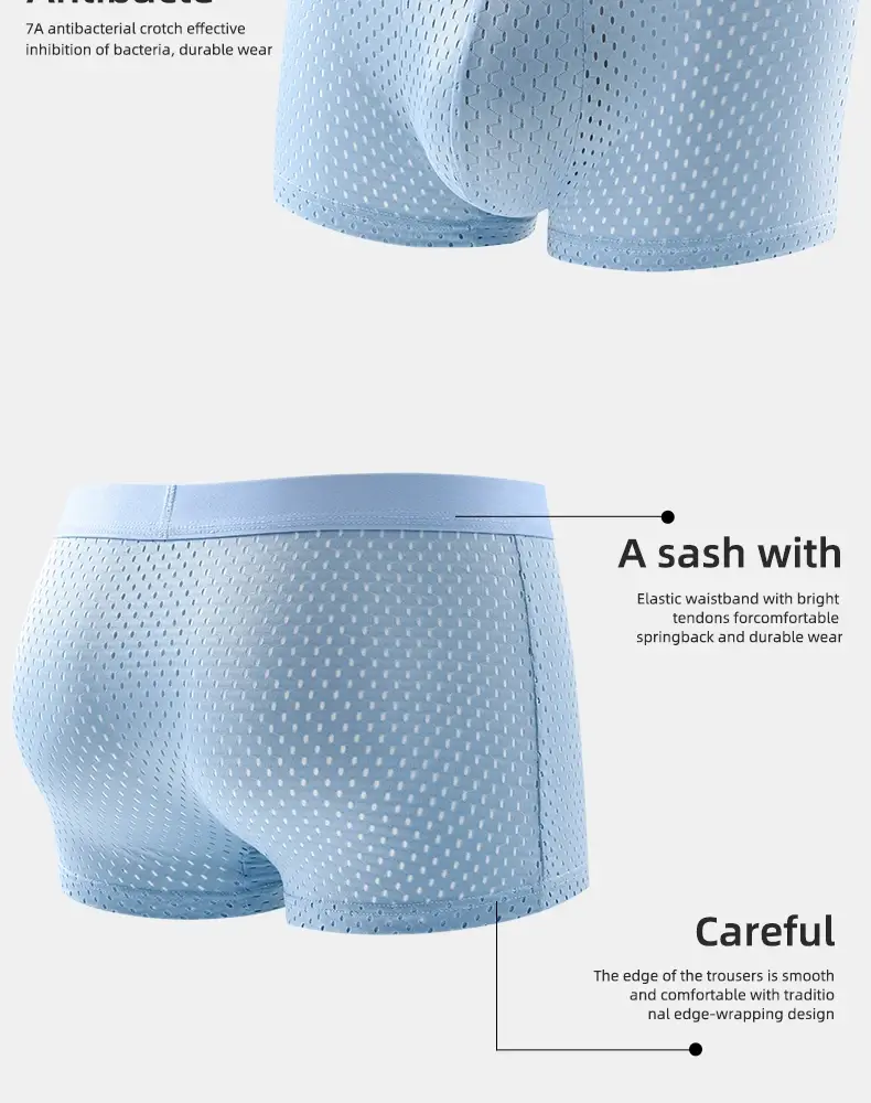 5pcs Men's Boxer Shorts Ice Silk Underwear Plus Size Underpants Cool Breathable Sexy Slim Panties Mesh Lingerie Wholesale Lots — image 11
