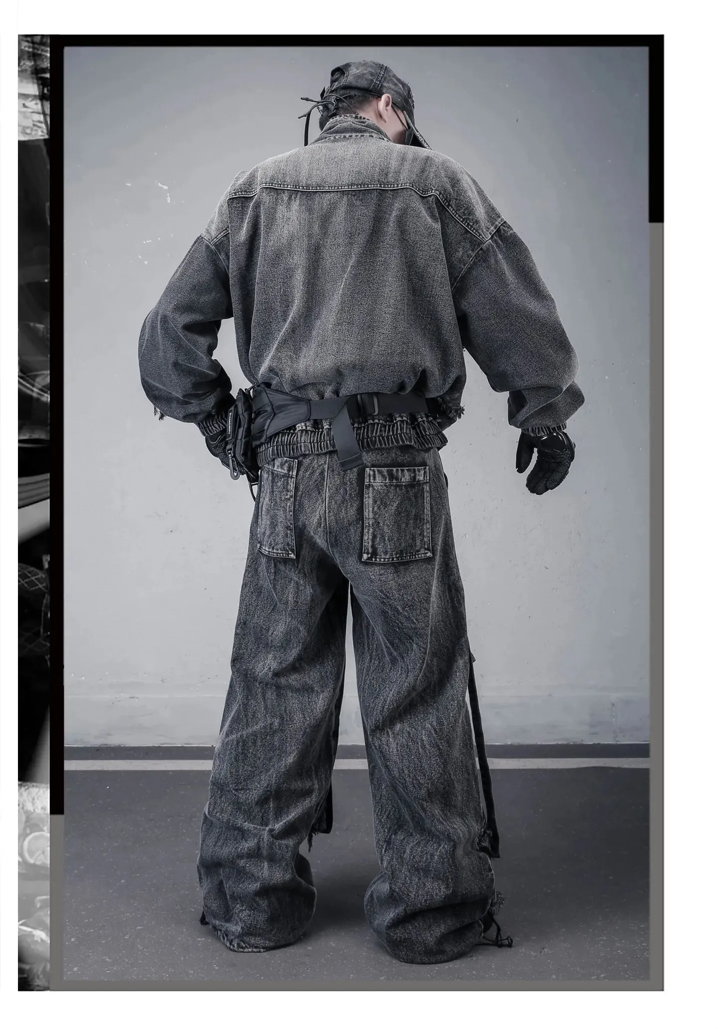 Deconstructed Dây Rửa Sạch Vintage Hàng Hóa Quần Jean Người Phụ Nữ Techwear Đất Hoang Phong Cách Ống Rộng Chiến Thuật Quần Baggy Dạo Phố