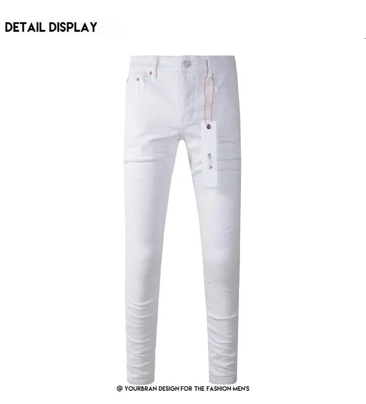 Spring New Men's White Skinny Jeans High Quality Slim Fit Trousers Streetwear Hip Hop Style Casual Fashion Stretch Denim Pants — image 9