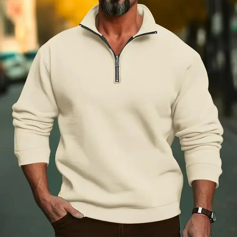 2026 Outdoor Men Zipper Sweatshirts Spring Quarter Zip Pullover Half Zipper Hoodie Men Gym Man Autumn Solid Men Sweatshirt Coat