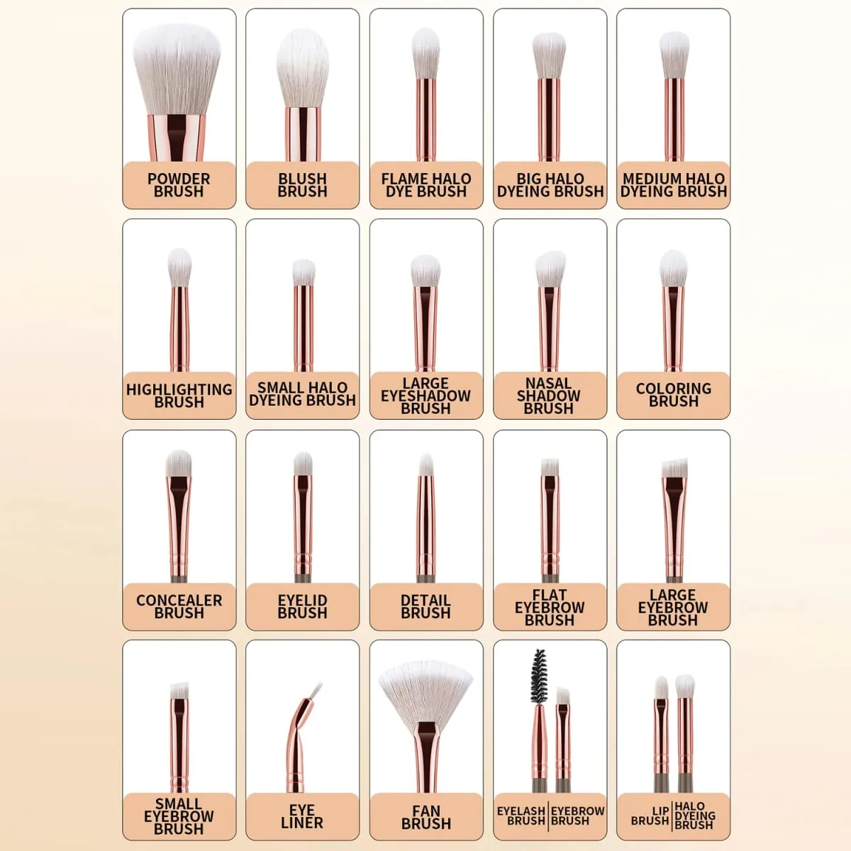33Pcs Makeup Tool Kit 20 Makeup Brushes With Powder Puff Cleaning Bowl Eyelash Curler Full Face Eye Makeup Set