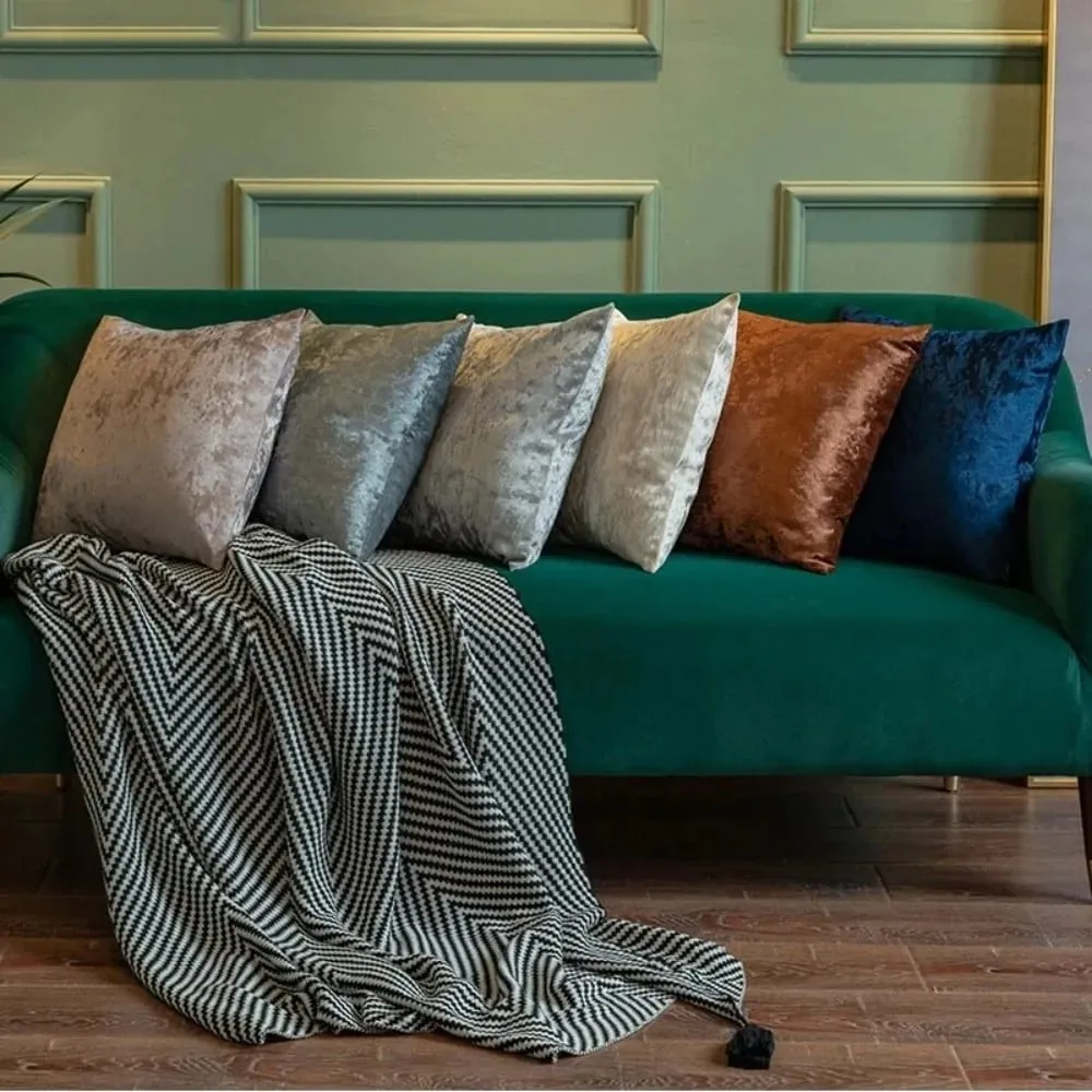 Ice Velvet Solid Color Cushion Cover 18x18 Inch Crushed Velvet Shiny Throw Pillowcase for Living Room Sofa Home Decor