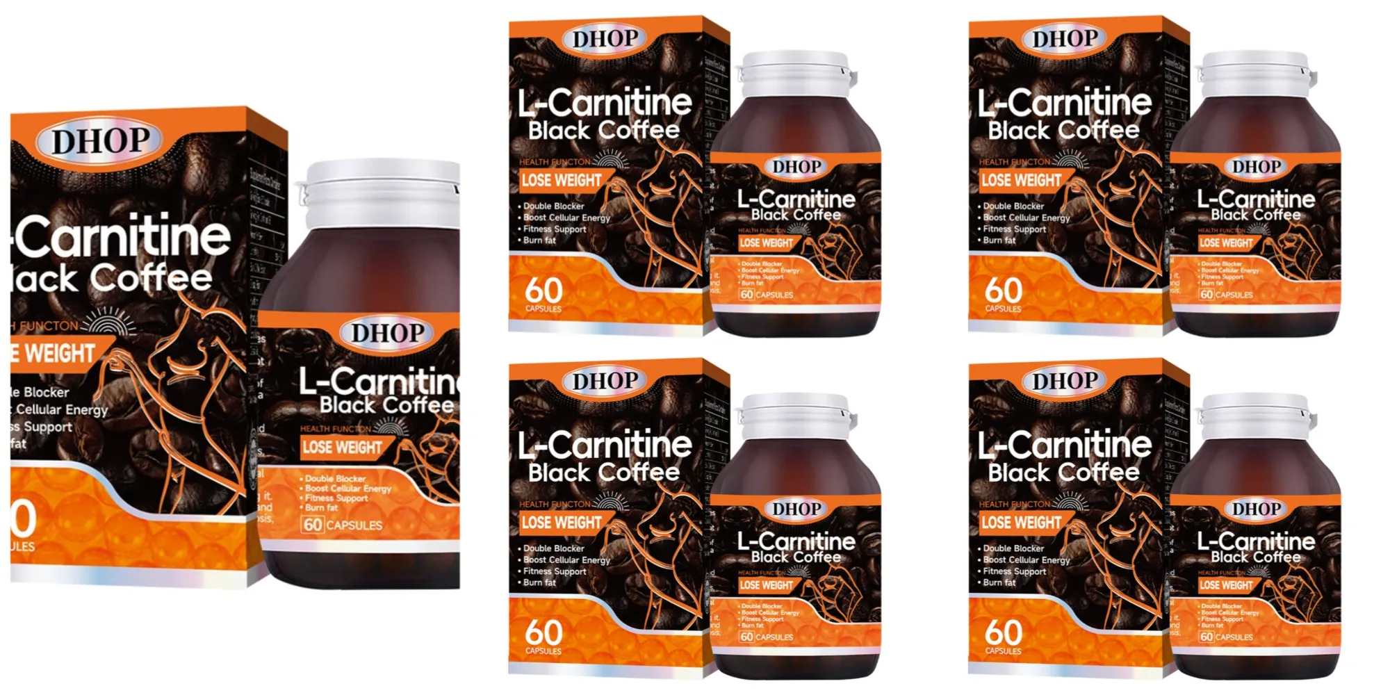 L-Carnitine Black Coffee Capsules - Weight Management & Fat Metabolism Support Cellular Energy Booster Fitness 60 Capsules