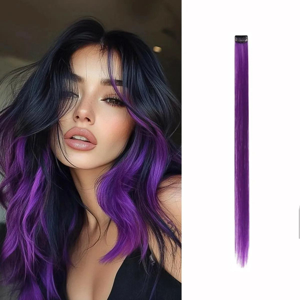 Synthetic 1-6pc Colored Hair Extensions Clip in Colorful Hair Extensions Rainbow Hair Extensions for Women Girls Hair Extensions