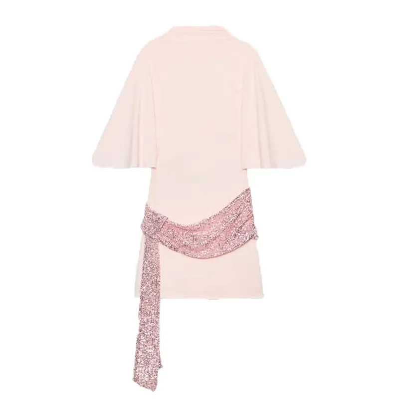 Women Sequin Patchwork Dress Elegant Wide Sleeve Backless Mini Dresses New Fashion Evening Party Slim Lady Outfits — image 8