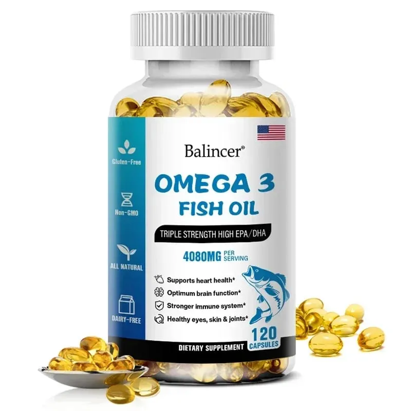Omega 3 Fish Oil 4080mg - High EPA + DHA Helps with Joints Skin Immune Support Antioxidant & Improve Memory