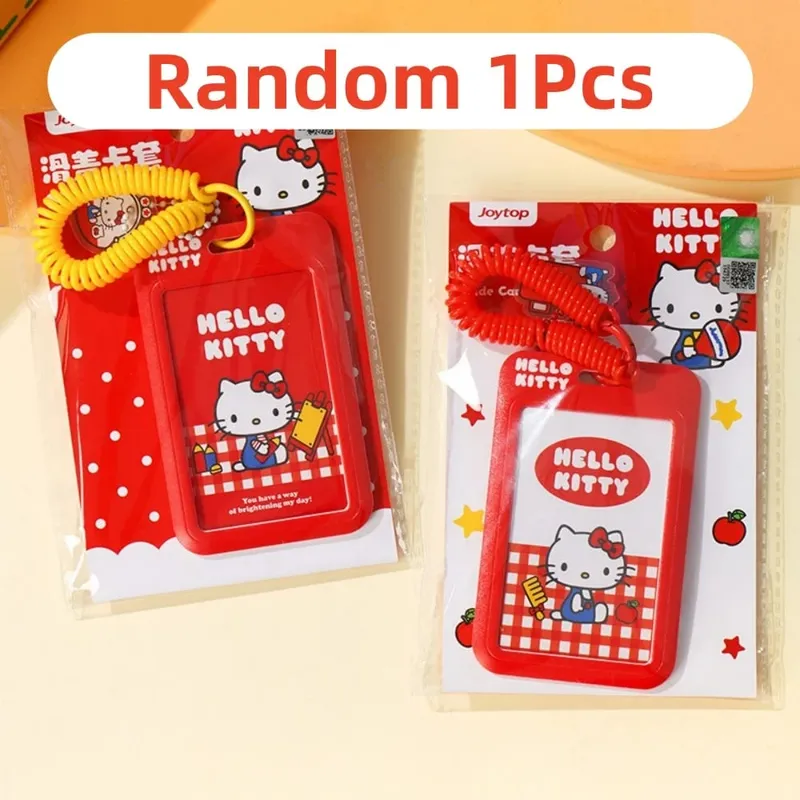 Genuine Sanrio Hello Kitty ID Card Holder Neck Strap Door Badge Holder Lanyards Keychain Work Credential Case Girls Gifts