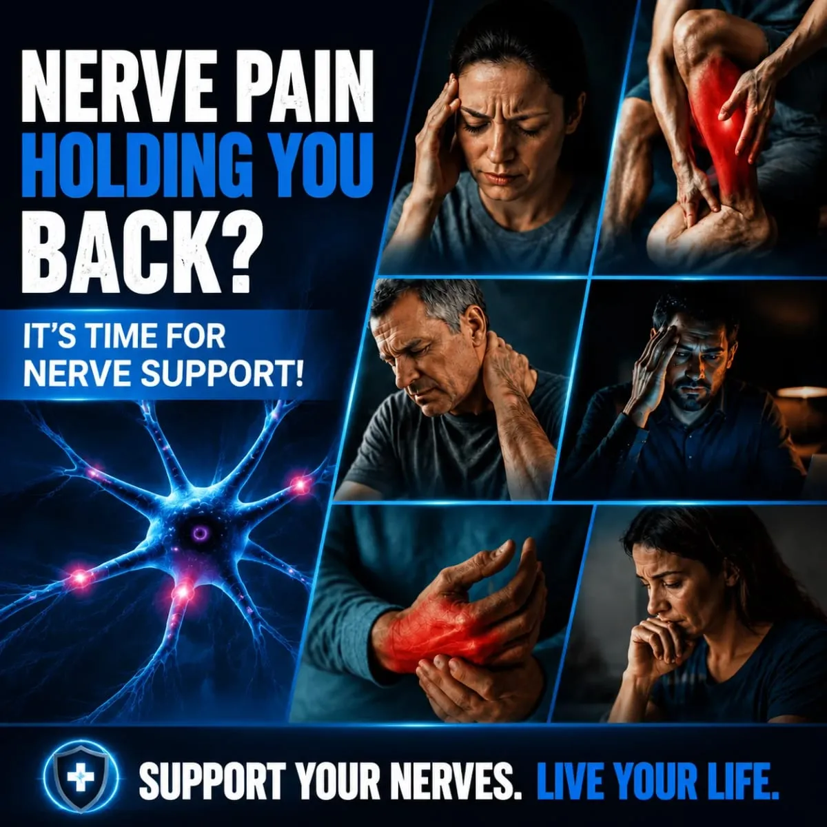 Nourish Nerve Supplement 26-IN-1 Formula Contains Vitamin B Complex R-Alpha Lipoic Acid Support Heart Nerve Brain Health