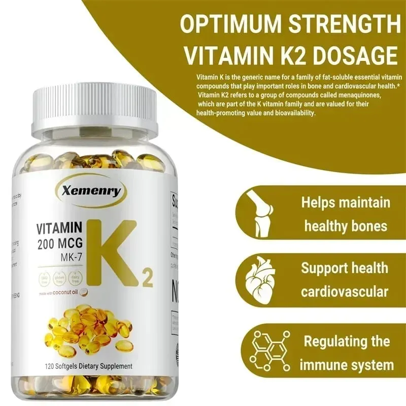 Vitamin K2 MK-7 Supplement - Understøtter Calcium Absorption Knogler Ledimmunitet og hjertesundhed Let at sluge