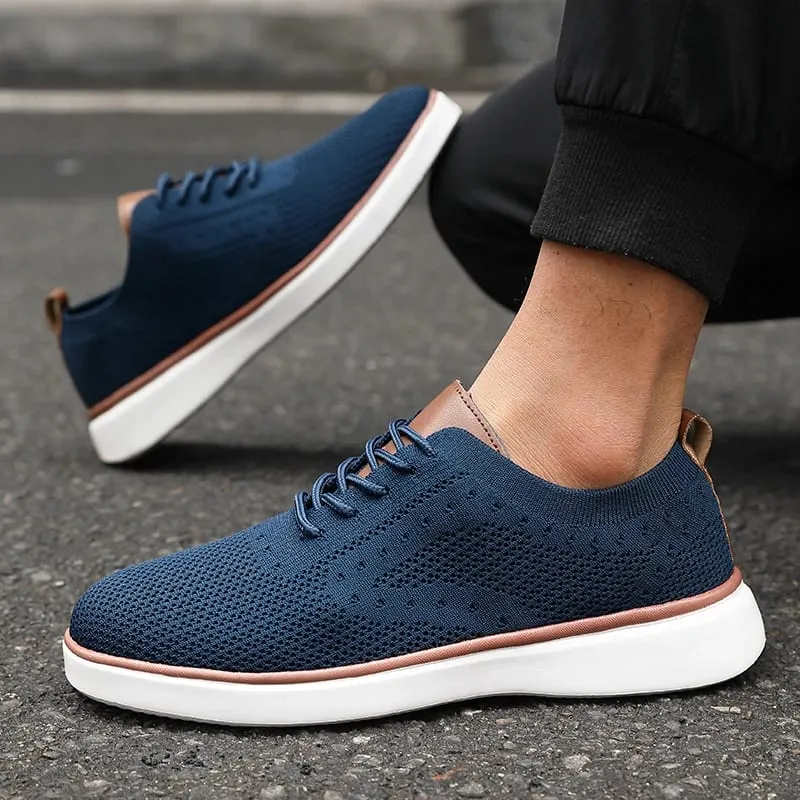 New Men's Knit Sneakers Lightweight Breathable Mesh Casual Shoes Non-Slip Soft Sole Fashion Daily Wear Comfortable Walking Shoes
