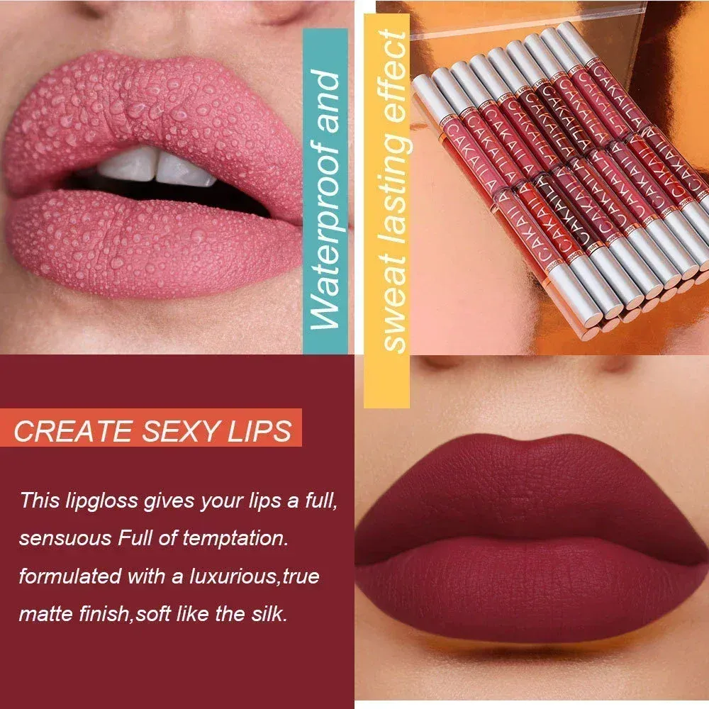 Batom líquido fosco de veludo, longa duração, sedoso e suave, não é fácil de desbotar, brilho labial, maquiagem sexy para mulheres, matiz labial