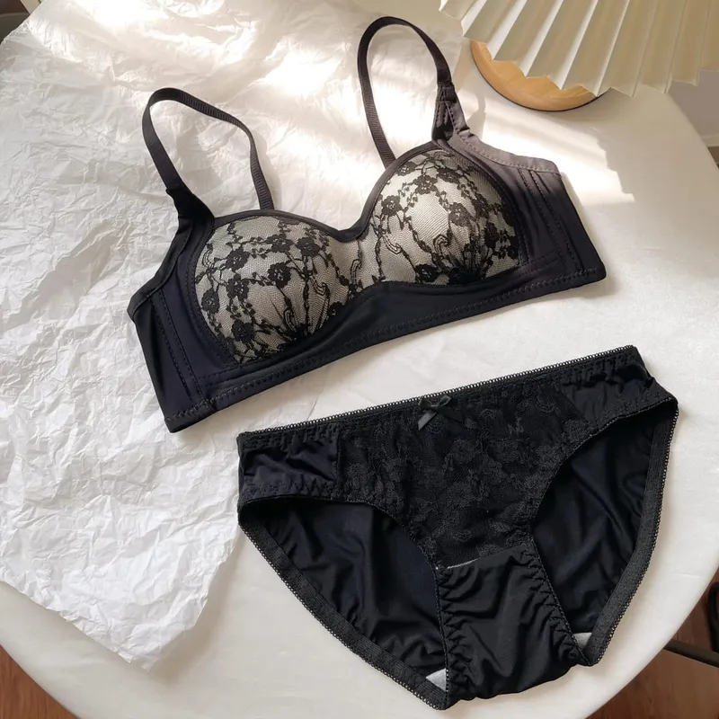 Sexy Push Up Lace Bralette Small Bust Wirefree Comfort Summer Ultra Thin Adjustable Straps Anti-Sagging Lingerie Set S-XL Bra — image 14