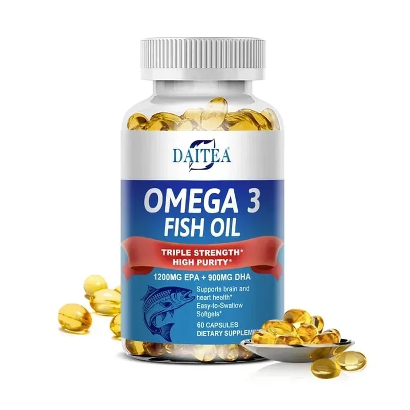 Daitea Triple Strength Omega 3 Fish Oil - Fish Oil Supplement with EPA & DHA Fatty Acids Premium Wild Caught 30/60/120 Capsules