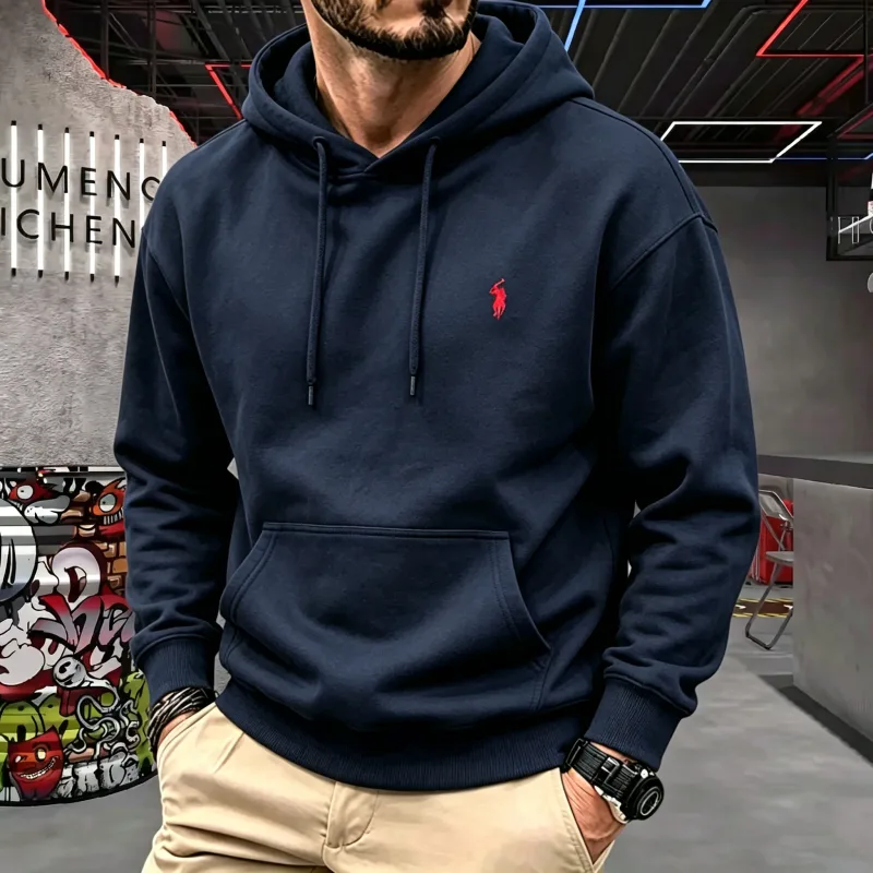 High-end masculino com capuz de manga comprida 2026 outono-inverno luxuoso elegante cavalo bordado golfe topo casual moletom com capuz roupas masculinas — image 4