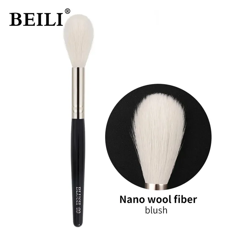 1 pz 100% pelo di capra Evidenziatore Pennelli per trucco nero Professionale Natural Pony Ombretto Blush Sopracciglio Pennelli per trucco