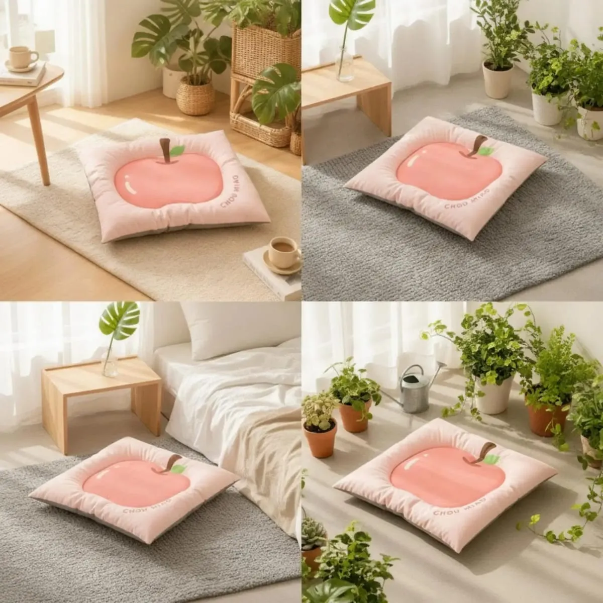 Pet Cushion Pad with Padded Border Charming Fruit Print Pet Bed Cushioned for