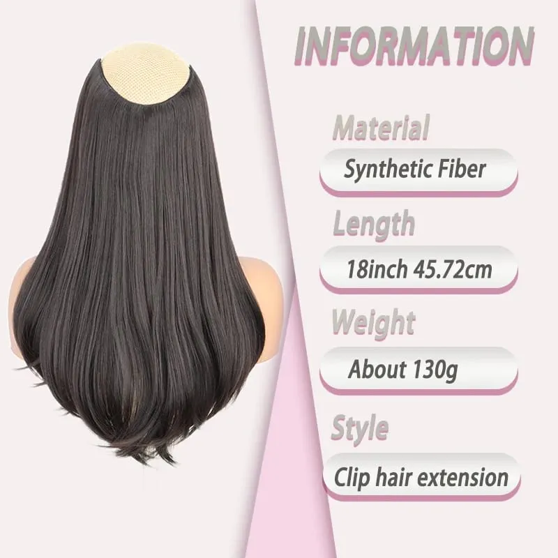 24Inch Synthetic Invisible Hair Extensions for Women Micro-Roll V-Shaped Design 4 Clips Enhance Hair Volume