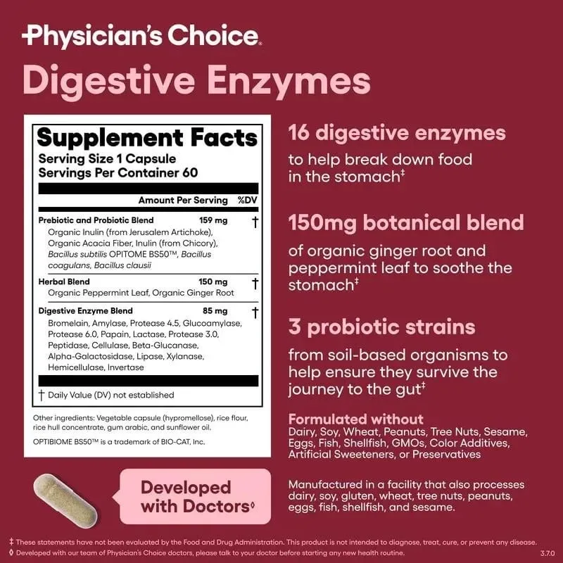 Digestive Enzymes - Gut Health Multi Enzymes Organic Prebiotics & Probiotics for Digestive Health