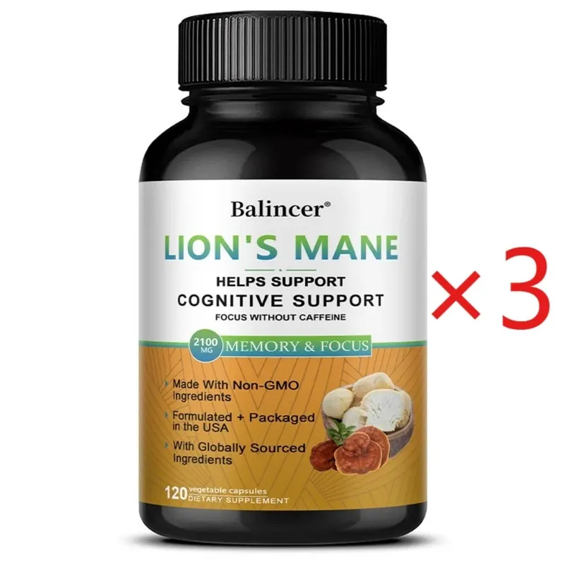 Lion's Mane Mushroom Supplements - Supports Brain Health Cognitive Clarity Improved Focus and Enhanced Energy