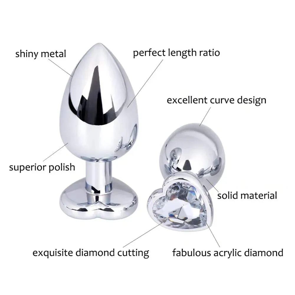 3 Sizes Metal Anal Plug Heart Base Butt Plug for Adults Women Men Couples Stainless Steel S/M/L Diamond Masturbator Sex Toys 18+ — image 5