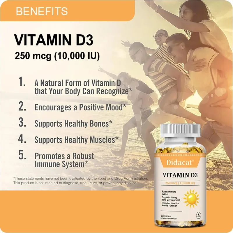 Vitamin D3 10 000 IU Softgels - Supports The Immune System Bone and Muscle Health Promotes Dental Health Non-GMO Gluten-free — image 5