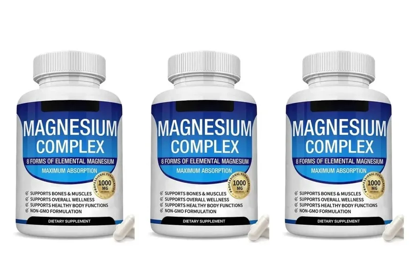 Cápsulas de complexo de magnésio 8 formas 1000 mg de óxido de glicinato malato para osso do sono, suporte muscular e bem-estar, adulto, 90 contagens