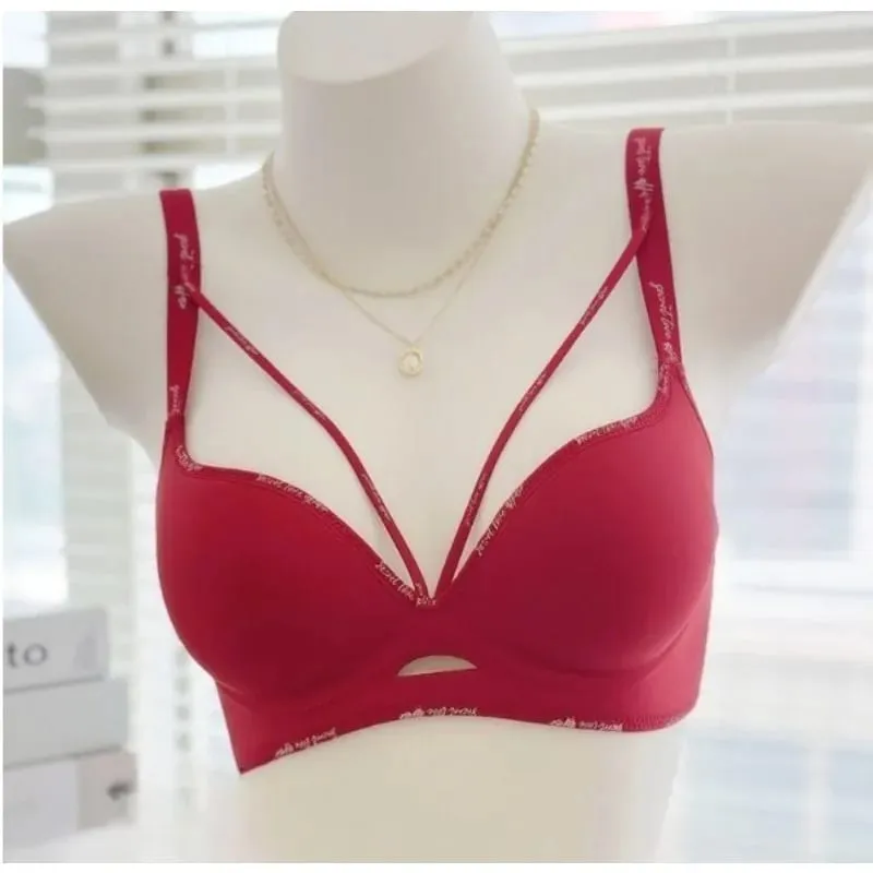 Stylish Leopard Print Seamless Wireless Lingerie Thin Comfortable Gather Small Breast Pretty Breast Shape Casual Wear S-XL Suit