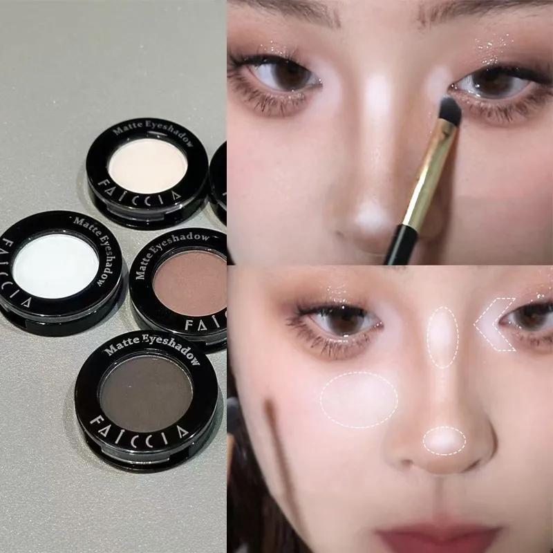 Monochrome Matte Brown Eyeshadow Makeup Waterproof Lasting Shiny Green Eye Makeup Natural Brighten Eyeshadow Highlighter Palette