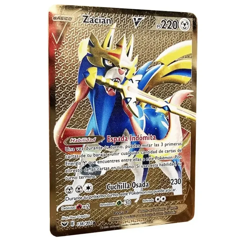 Pokemon Metal Cards in Spanish Pikachu Arceus Charizard DIY Trading Flash Card Anime Cartoon Gift — image 17