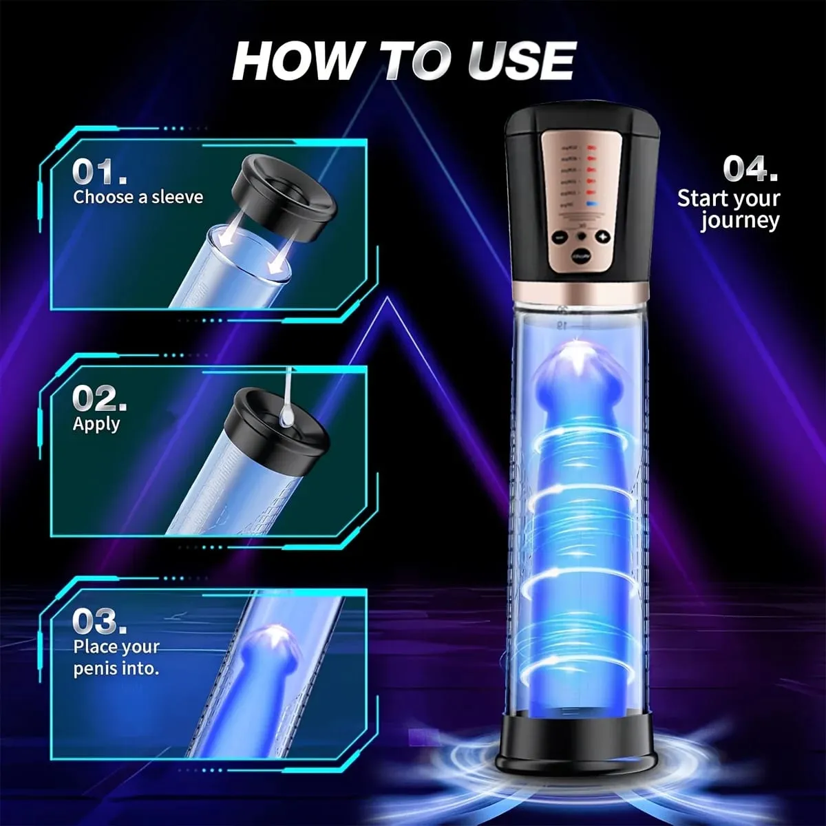 Automatic Electric Penis Pump Trainer Toy Male Self-pleasure Device with 3 Rings Suction Modes Ideal for Adult Men Sex Toys 18+