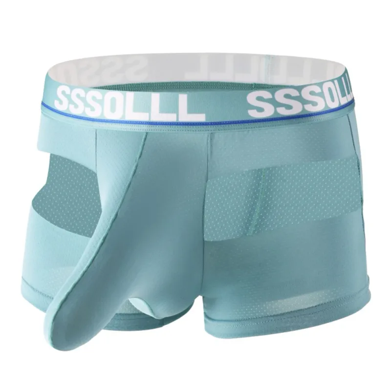 Men Breathable Mesh Boxer Shorts Soft Flat Corner Elephant Nose Trunks Underwear For Daily Wear Classic Letter Print Panties — image 13