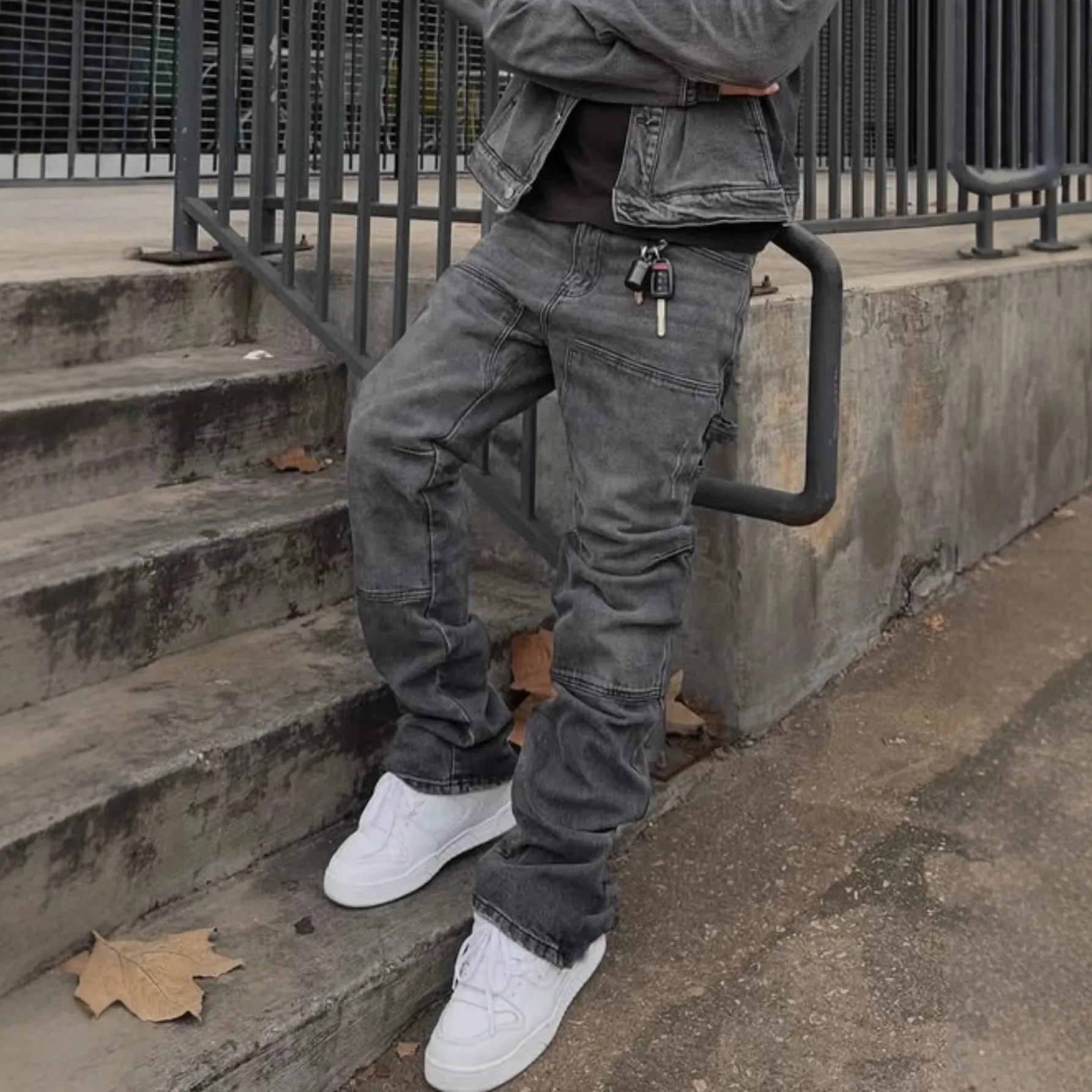 2026 European American Style Large Size Men Cargo Jeans Casual Denim Pantalon Loose Sexy Stretch Streetwear Trousers