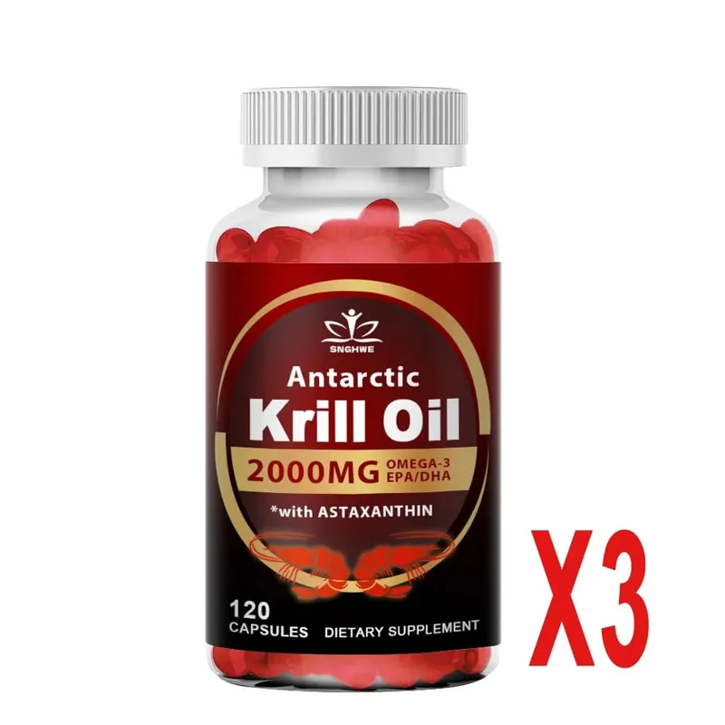 2000 mg d'huile de krill phospholipides oméga-3 EPA et DHA phospholipides et astaxanthine pour le régime de soutien immunitaire et cardiaque des articulations cérébrales — image 9