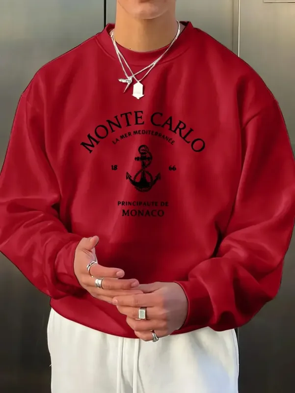 The new men's round-neck sweatshirt for Spring and Autumn 2026 is casual and comfortable with 3D letter pattern printing — image 8