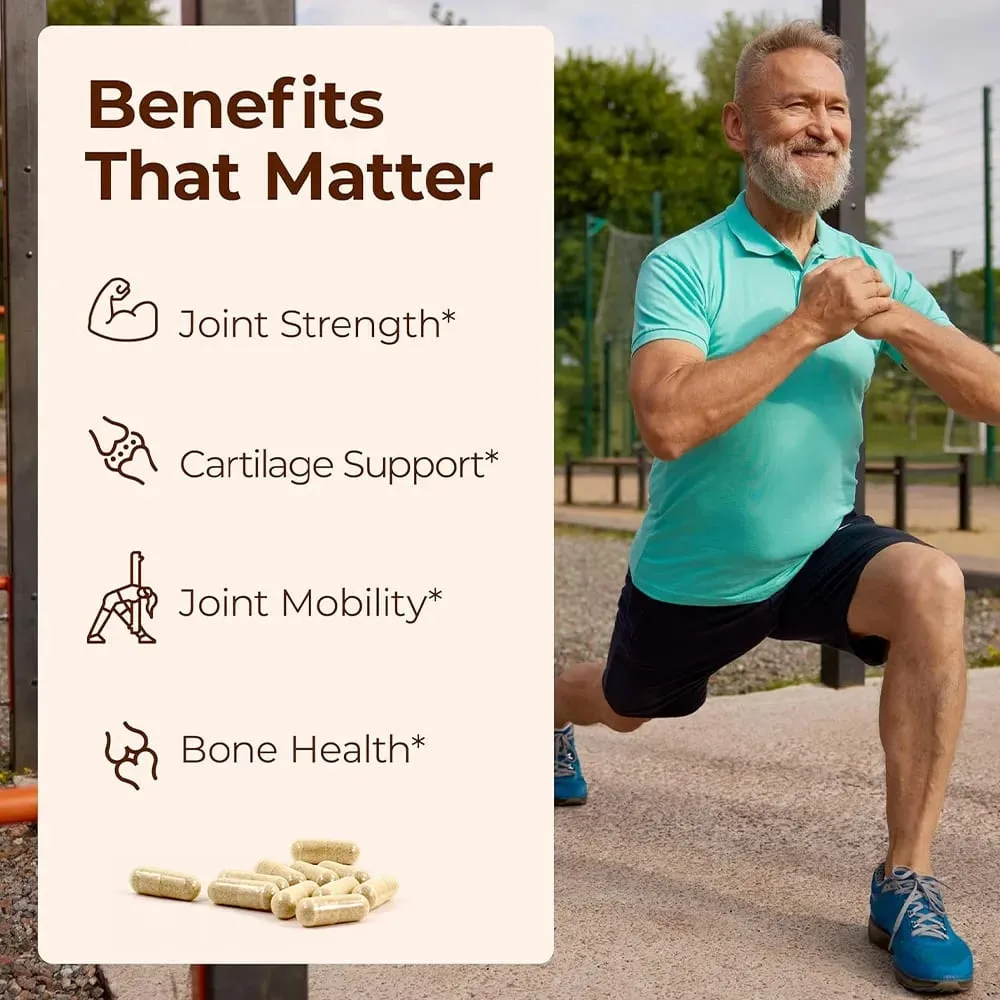 Glucosamine Chondroitin MSM Turmeric Capsules Supports Hips Knees Joint Bone Cartilage Health & Mobility Flexibility