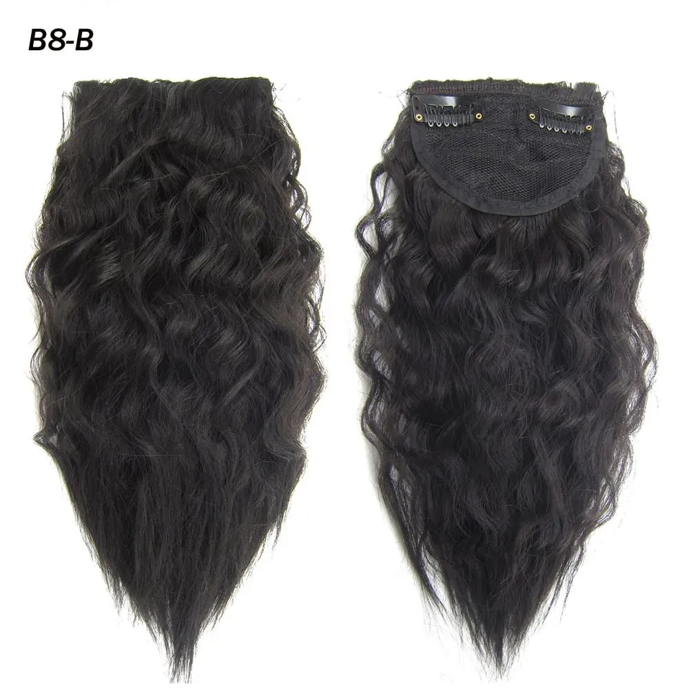 Zolin Short Kinky Curly Hair Bangs Extension With 2Clips One Piece Clip in Hair Black Light Brown Synthetic Hairpiece For Girls