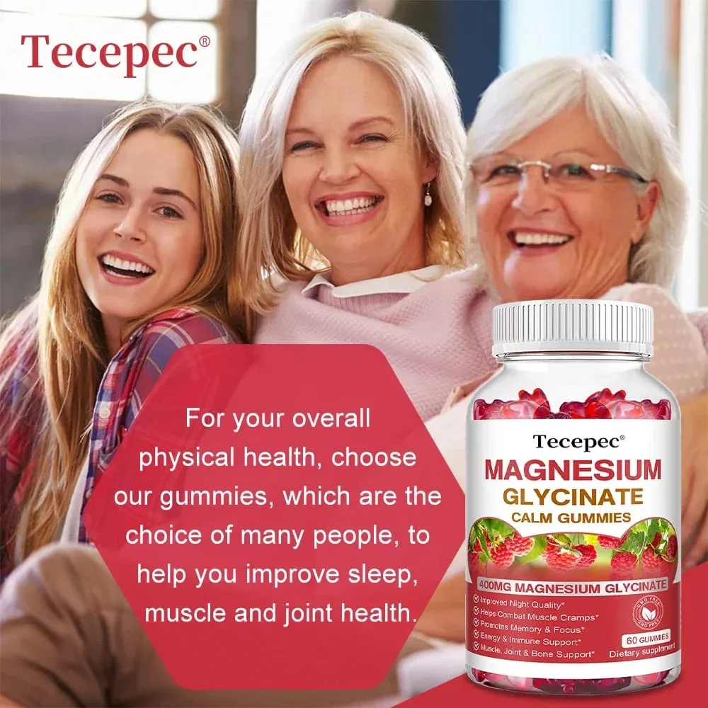 Magnesium Glycinate Gummies-Adult Supplements That Aid Relaxation Promote Heart Health and Support Bone Marrow and Joint Health