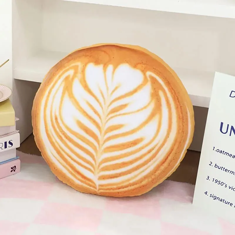 36x36cm Latte Coffee Round Plush Pillow Stuffed Soft Drink Food Images Seat Cushion for Sofa Chair Indoor Decor Gift — image 3
