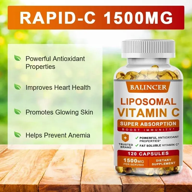 リポソームビタミン C 1500mg 高吸収ビタミン C 免疫システム & コラーゲン高効力脂溶性アスコルビン酸サプリメント — image 2
