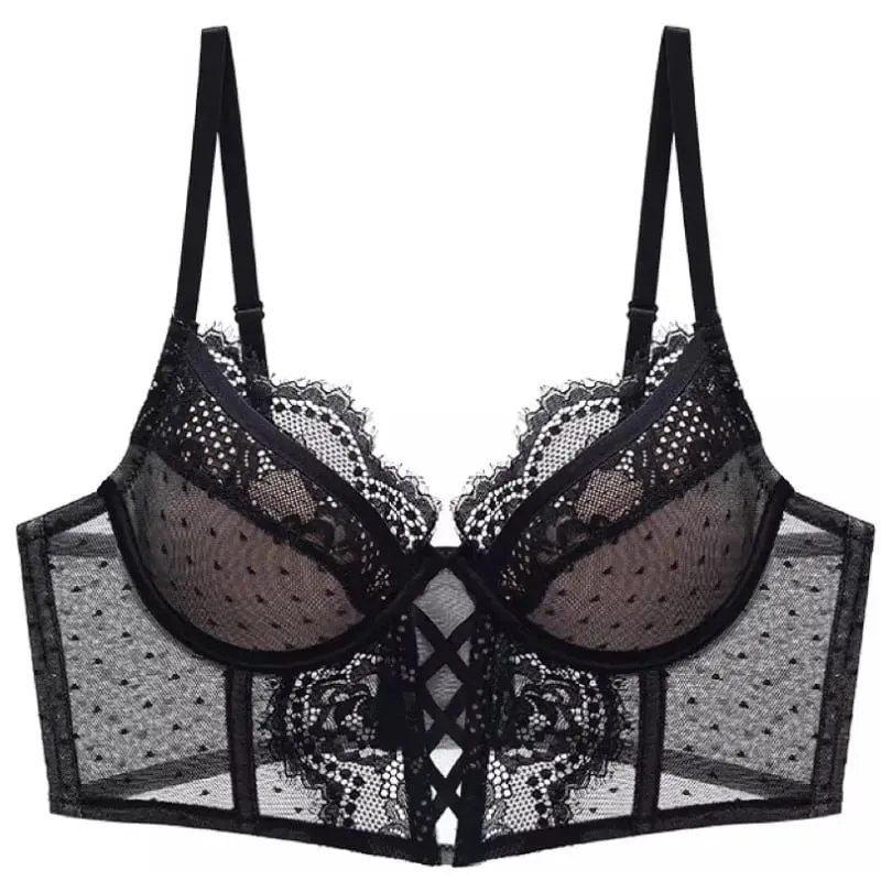Push Up krajkový set spodního prádla pro ženy Průsvitná košilka s měkkou kosticí podprsenka Fishbone Teddy Sexy svatební líbánky S-XL — image 1