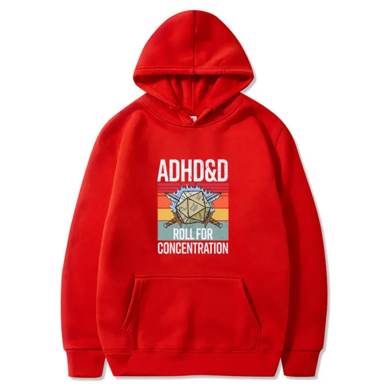 Roll for Concentration 2025 Funny Gamer Dungeons DM RPG Dice Dragon Tops Men Women Cotton Vintage Sweatshirts and Hoodies — image 6
