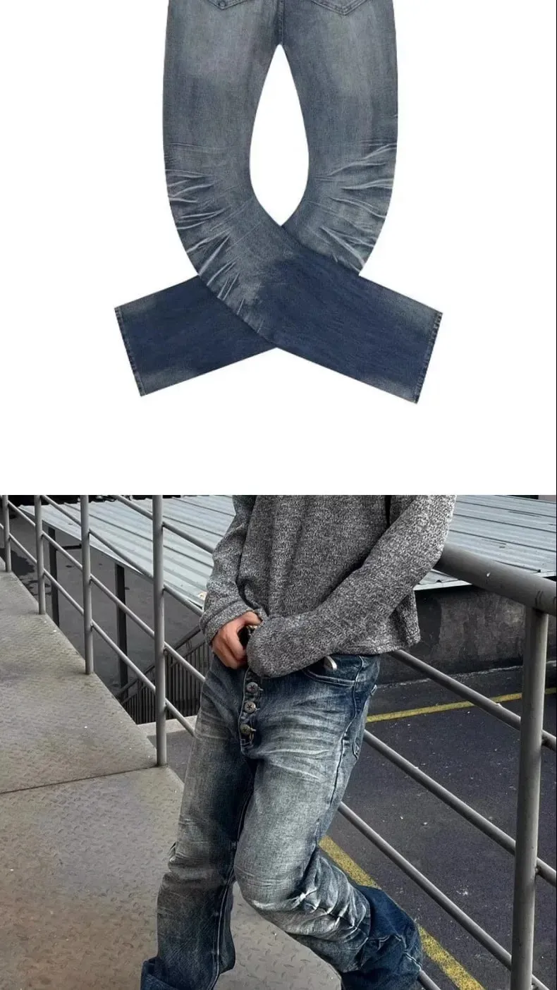 European American New Fashion Men's Slim Casual Trendy Simple Basic Denim Trousers Male Daily High Street Jeans Pants Clothes