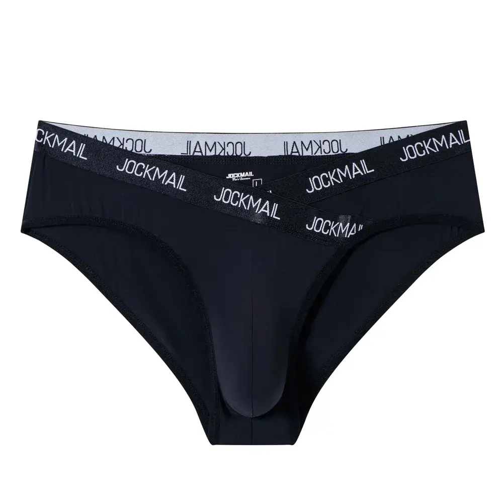 Jockmail メンズ下着ローウエストセクシーなレタースポーツ通気性の夏のアイスシルクブリーフビッグバッグナイロン無地男のパンティー
