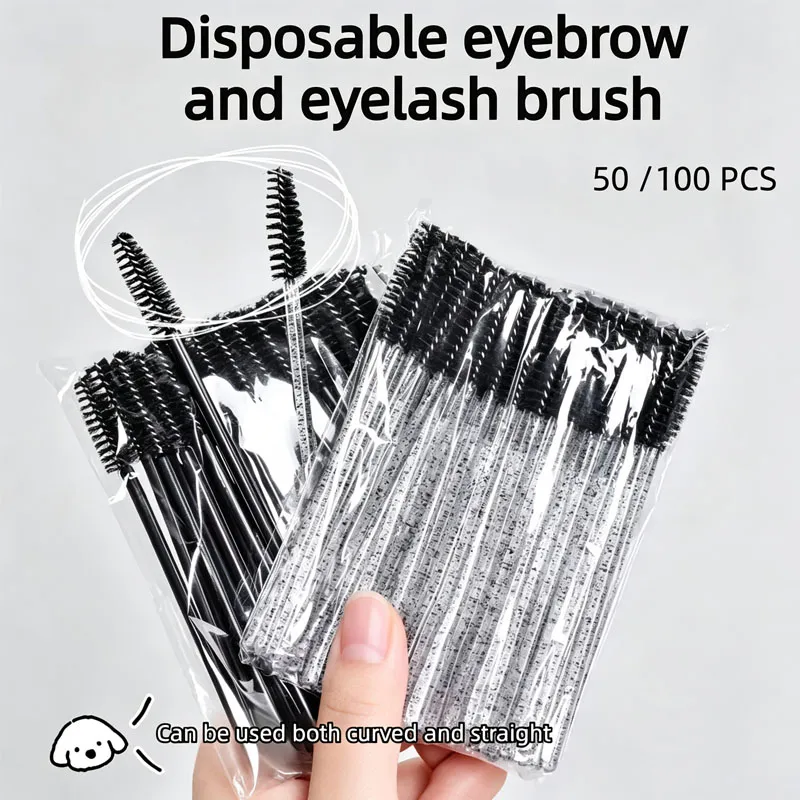 New 50/100pcs Microbrush for Eyelashes Brush Crystal Spoolie Brushes Eyebrow Comb Makeup Beauty Tool for Eyelashes HZS24